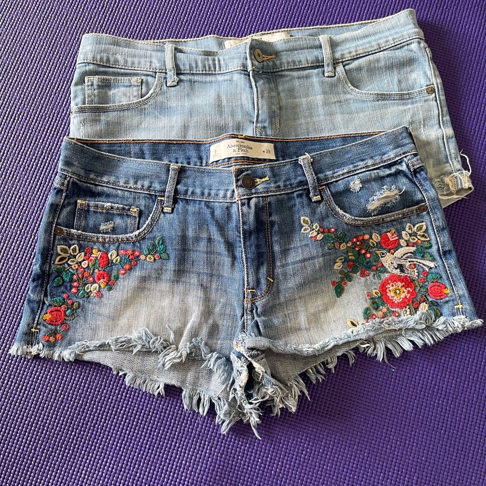 Abercrombie & Fitch Blue and Light Blue Jean Shorts